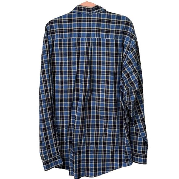 Eddie Bauer Shirt Mens Large Tall Blue Plaid Long Sleeve Pocket Cotton Casual - Picture 2 of 7